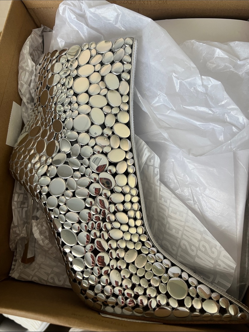 Steve Madden Silver Mirrored Disc Embellished Ankle Booties